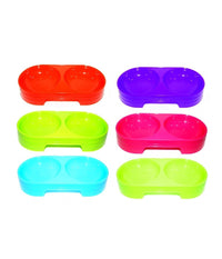 Ciotola 2 Vaschette Plastica 28x13,5x6,5 Cm Per Cocker Cane Gatto Animali Domestici Mangiatoia Cibo Acqua         