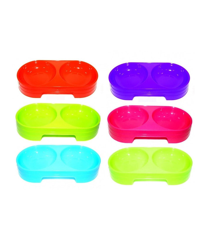Ciotola 2 Vaschette Plastica 28x13,5x6,5 Cm Per Cocker Cane Gatto Animali Domestici Mangiatoia Cibo Acqua         
