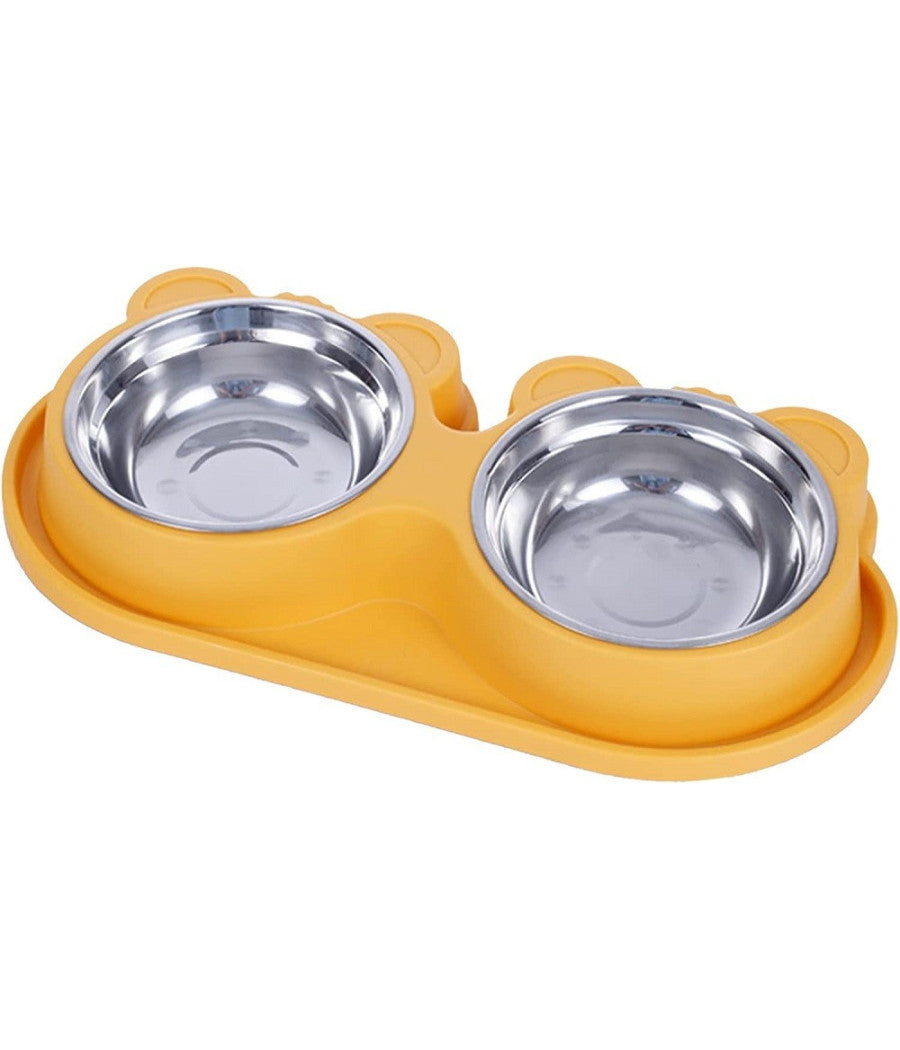 Ciotola Alimentare Acciaio Anti Perdita Fontana Acqua Dispenser Cibo Cani Gatti         