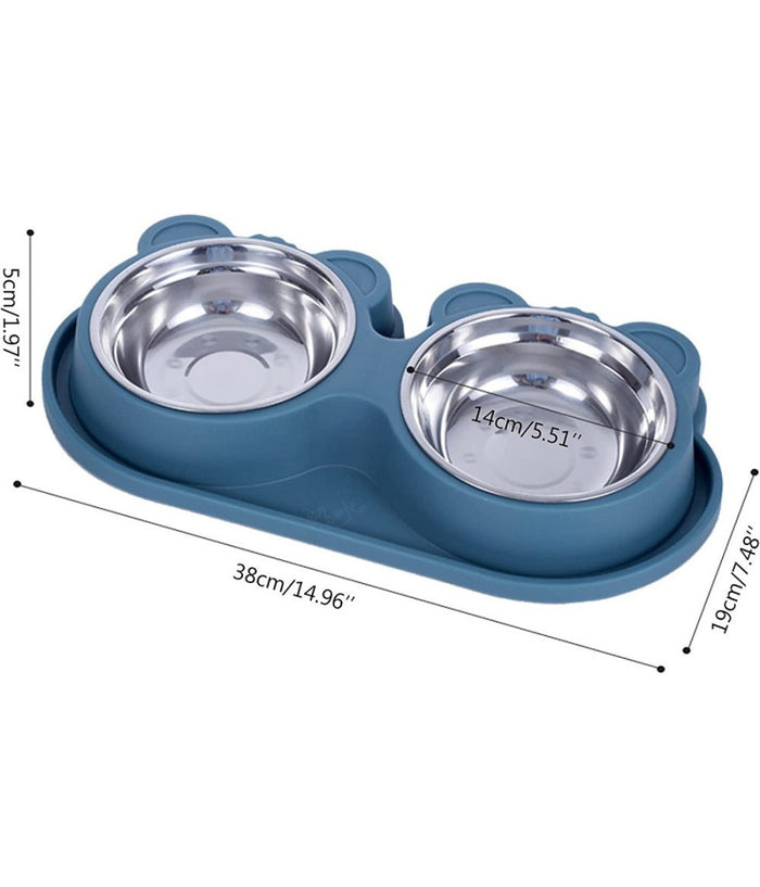 Ciotola Alimentare Acciaio Anti Perdita Fontana Acqua Dispenser Cibo Cani Gatti         