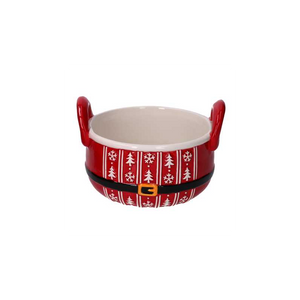 Ciotola ceramica decori bianchi con manici cm 17,5x15,5h11