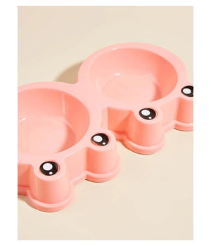 Ciotola Con Design Rana Per Cane Gatto Animale Domestico Doppio Per Cibo Acqua         