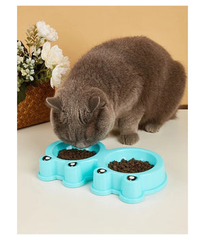 Ciotola Con Design Rana Per Cane Gatto Animale Domestico Doppio Per Cibo Acqua         