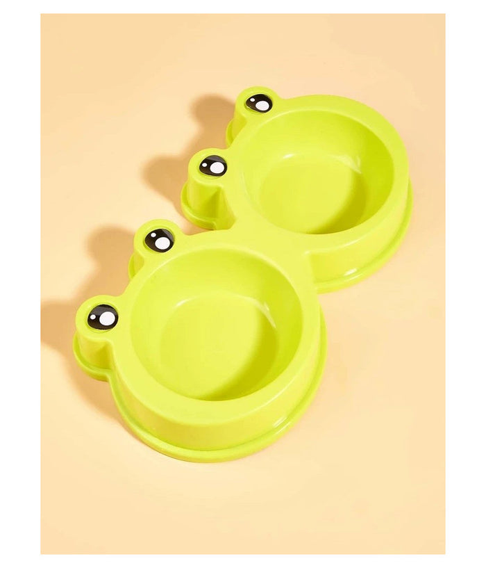Ciotola Con Design Rana Per Cane Gatto Animale Domestico Doppio Per Cibo Acqua         
