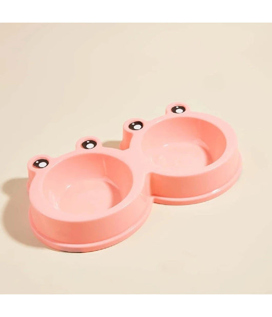 Ciotola Con Design Rana Per Cane Gatto Animale Domestico Doppio Per Cibo Acqua         