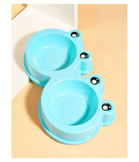 Ciotola Con Design Rana Per Cane Gatto Animale Domestico Doppio Per Cibo Acqua         