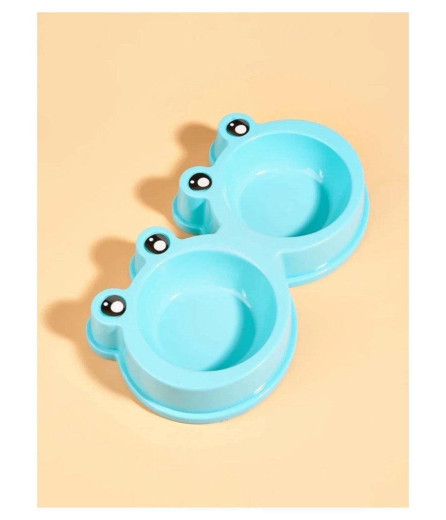 Ciotola Con Design Rana Per Cane Gatto Animale Domestico Doppio Per Cibo Acqua         