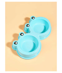 Ciotola Con Design Rana Per Cane Gatto Animale Domestico Doppio Per Cibo Acqua         