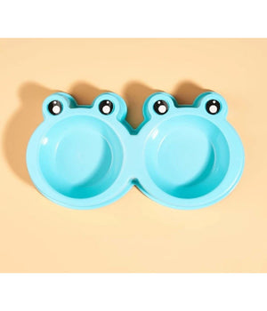 Ciotola Con Design Rana Per Cane Gatto Animale Domestico Doppio Per Cibo Acqua         