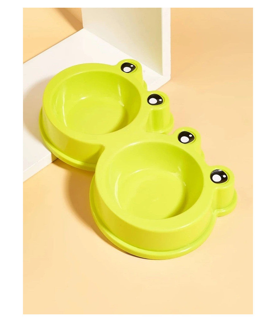 Ciotola Con Design Rana Per Cane Gatto Animale Domestico Doppio Per Cibo Acqua         