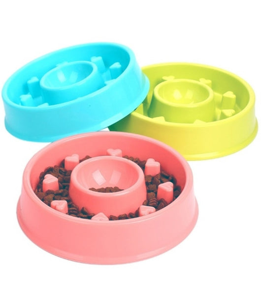 Ciotola Cuori Plastica 18,5cm Cocker Cane Gatto Animali Mangiatoia Addestramento         