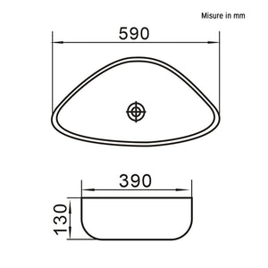 Ciotola da appoggio in ceramica 59x39 cm triangolare bianco lucido