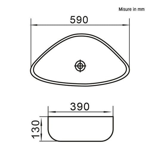 Ciotola da appoggio in ceramica 59x39 cm triangolare bianco lucido
