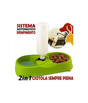 Ciotola Doppia Per Cani E Gatti 2in1 Con Sistema Di Riempimento Acqua Automatico         