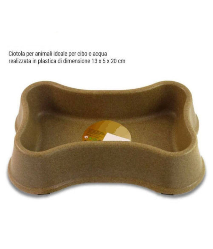 Ciotola Per Cani Gatti Animali In Plastica 13x5x20 Cm Acqua Cibo Marrone         
