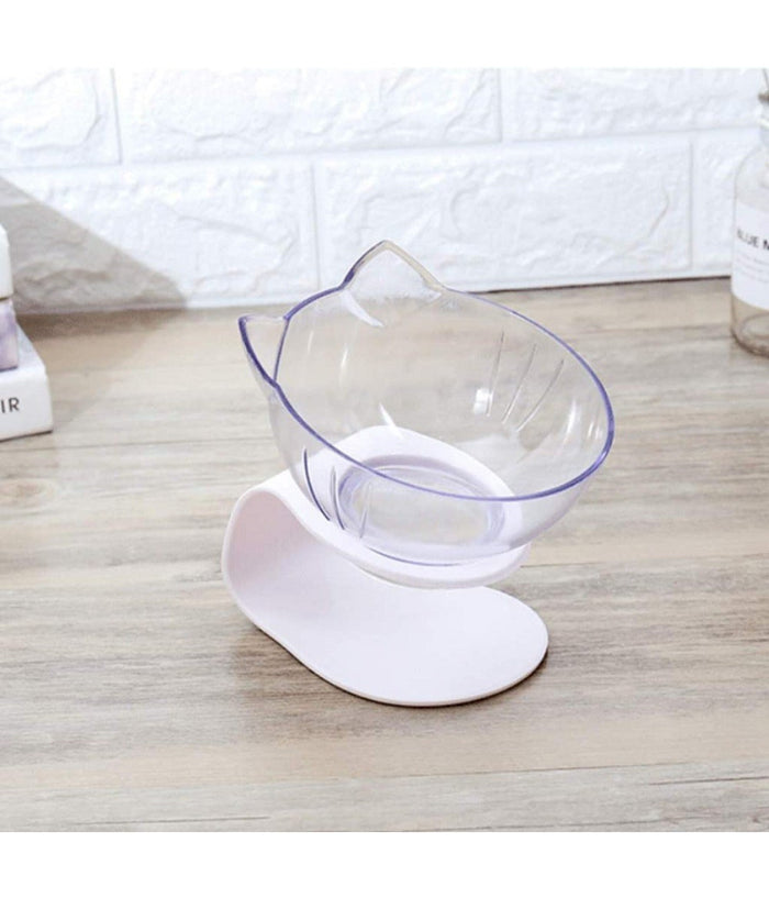 Ciotola Singola Forma Gatto Inclinabile Regolabile Per Gatti Cani Alimenti Acqua         