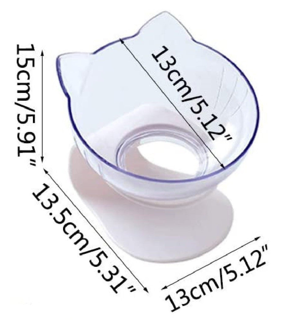 Ciotola Singola Forma Gatto Inclinabile Regolabile Per Gatti Cani Alimenti Acqua         