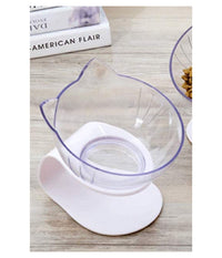 Ciotola Singola Forma Gatto Inclinabile Regolabile Per Gatti Cani Alimenti Acqua         