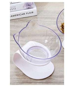 Ciotola Singola Forma Gatto Inclinabile Regolabile Per Gatti Cani Alimenti Acqua         