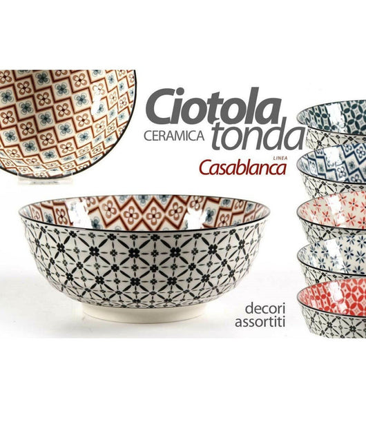 Ciotola Tonda Casablanca Multiuso 23x23x8,5cm Ceramica Assortiti Cucina 720079         