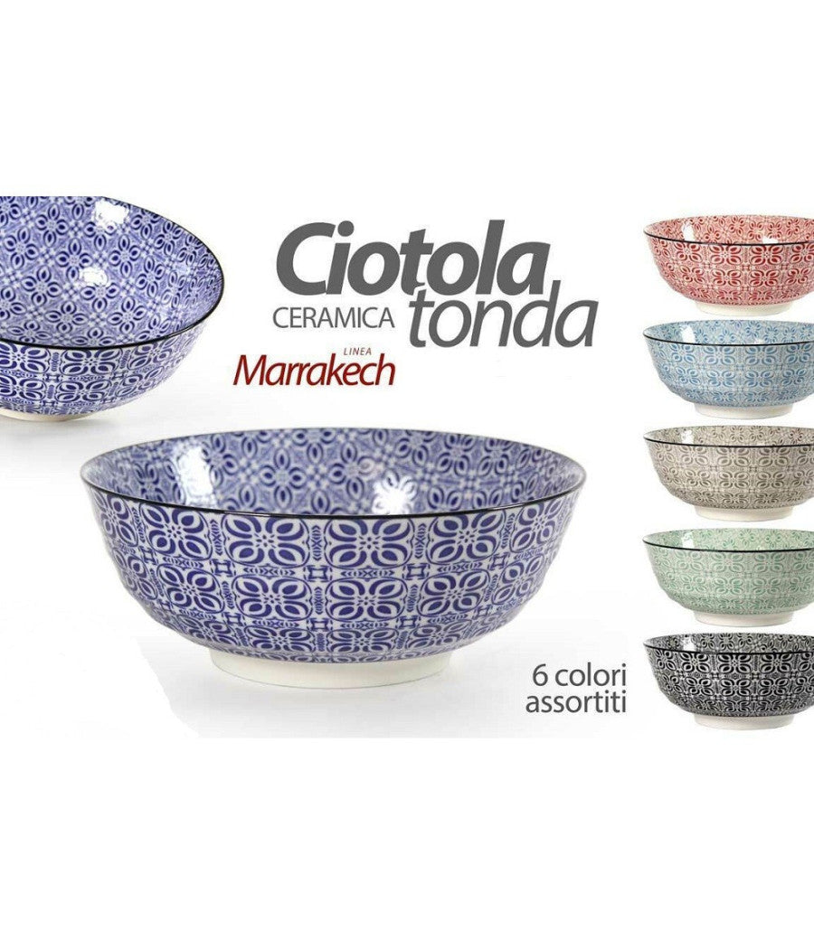 Ciotola Tonda Multiuso Marrakech 21x21x8,2cm Ceramica Decorata Colori Ass 771590         