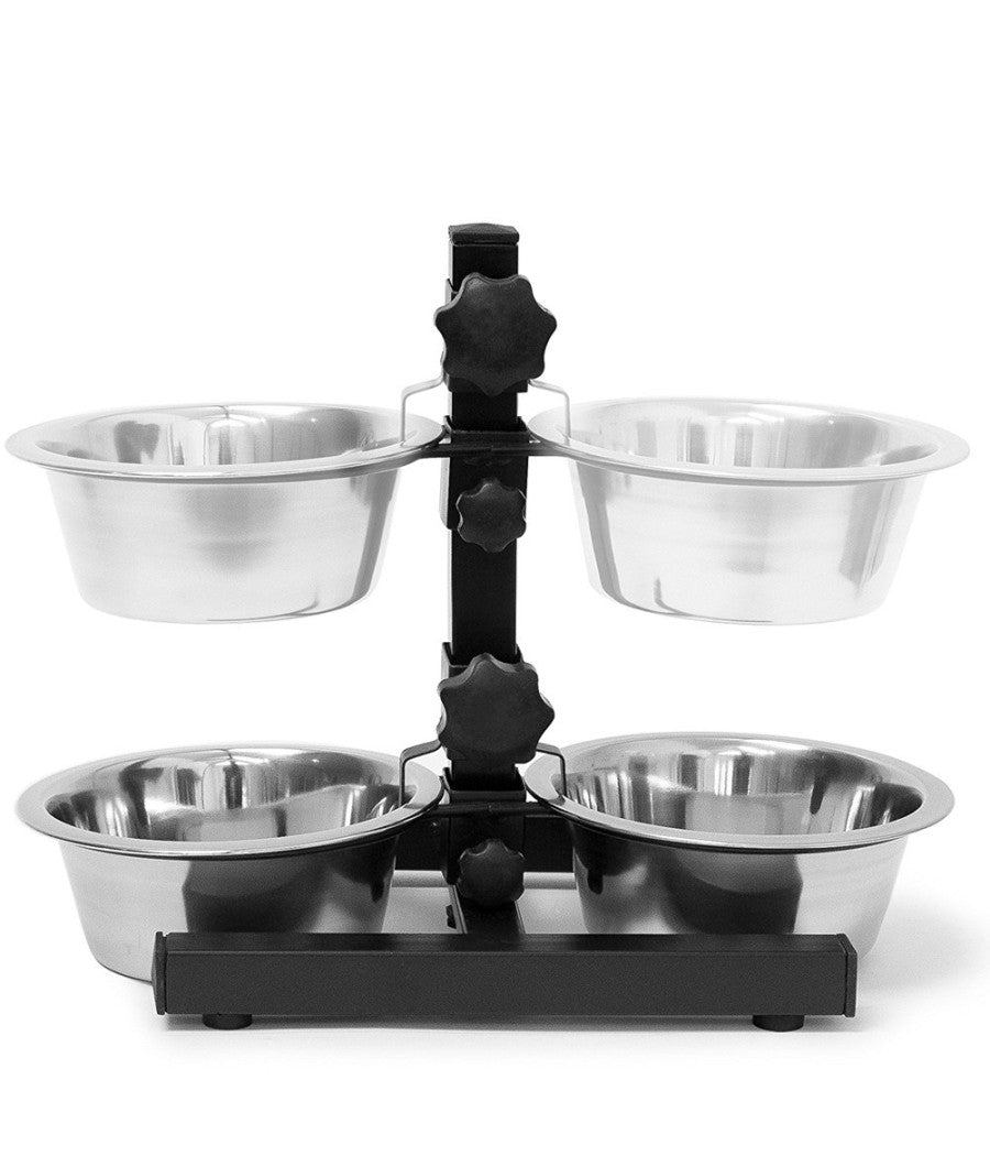 Ciotole Cane Gatto Rialzate Con Supporto Metallo Regolabile Ciotola Acciaio 20cm         