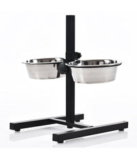 Ciotole Cane Gatto Rialzate Con Supporto Metallo Regolabile Ciotola Acciaio 20cm         