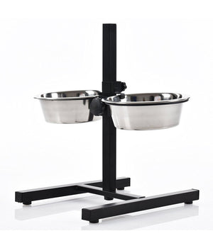 Ciotole Cane Gatto Rialzate Con Supporto Metallo Regolabile Ciotola Acciaio 20cm         