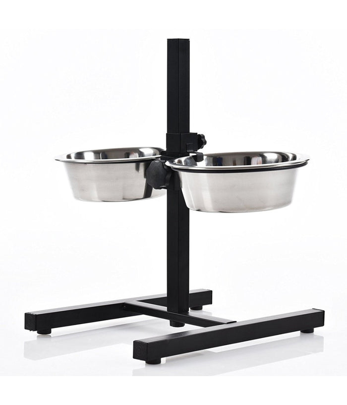 Ciotole Cane Gatto Rialzate Con Supporto Metallo Regolabile Ciotola Acciaio 20cm         