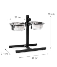 Ciotole Cane Gatto Rialzate Con Supporto Metallo Regolabile Ciotola Acciaio 20cm         
