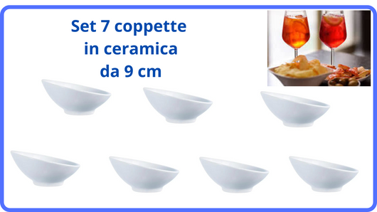 Set 7 Coppette ciotole ceramica per antipasti aperitivo degustazione finger food spritz feste apericena bar casa