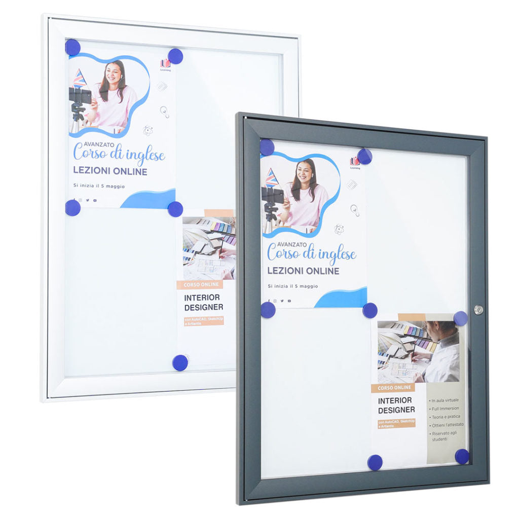 Bacheca per Esterno apertura a libro grigio RAL 7016 4 x A4