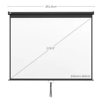 Telo Proiettore 120" Regolabile con Montaggio a Soffitto e Parete, Formato 4:3, 244x183cm, Bianco e Nero