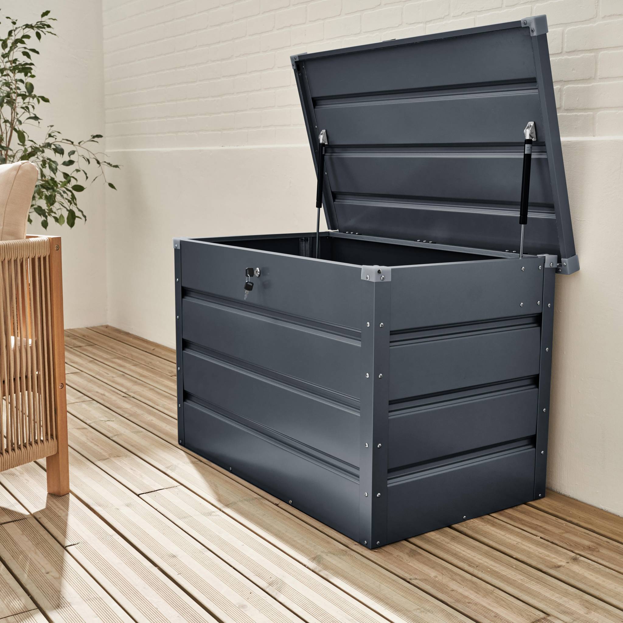 Baule da giardino in metallo, 285l, antracite