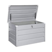 Baule da giardino in metallo, 285l, grigio alluminio