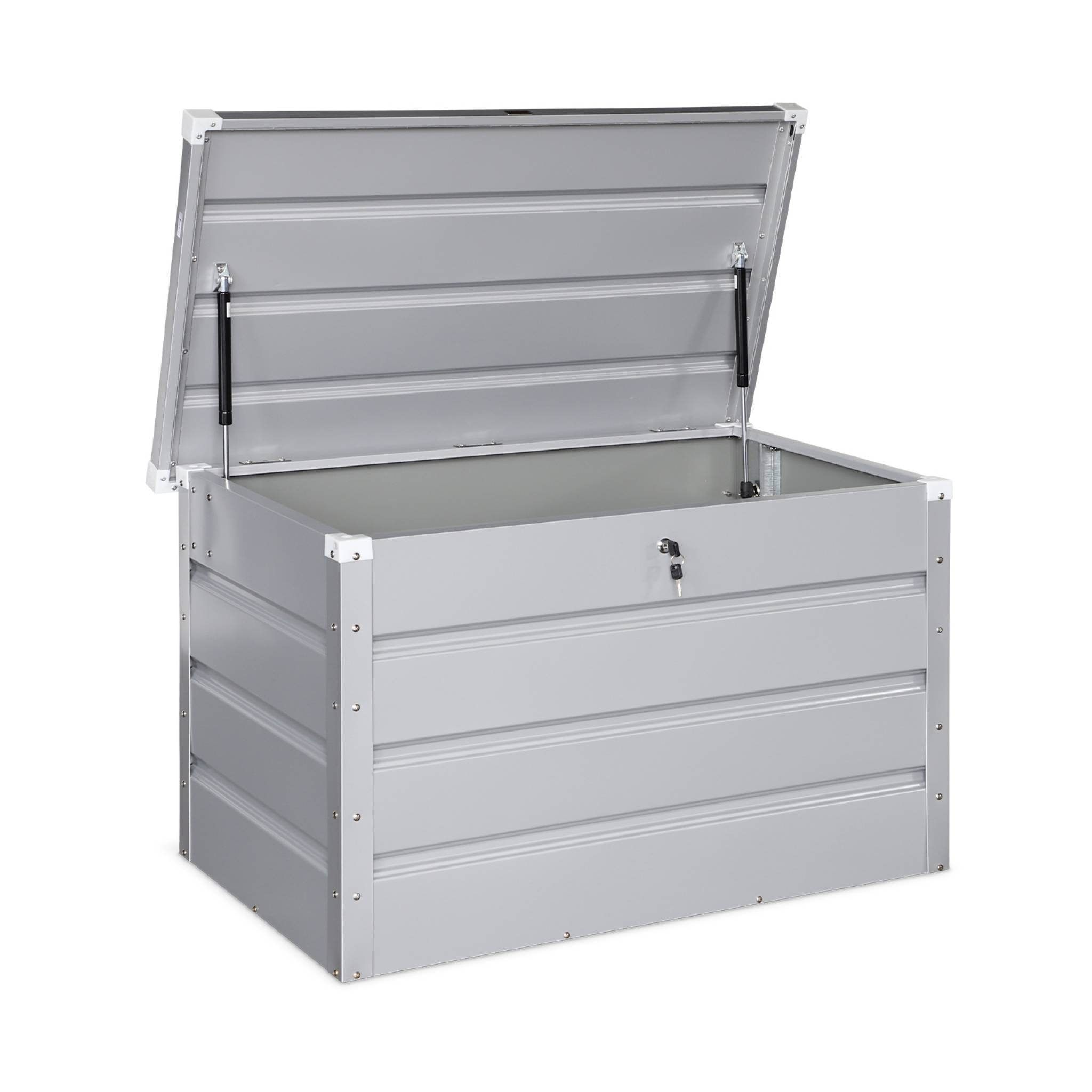 Baule da giardino in metallo, 285l, grigio alluminio