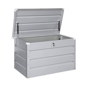 Baule da giardino in metallo, 285l, grigio alluminio