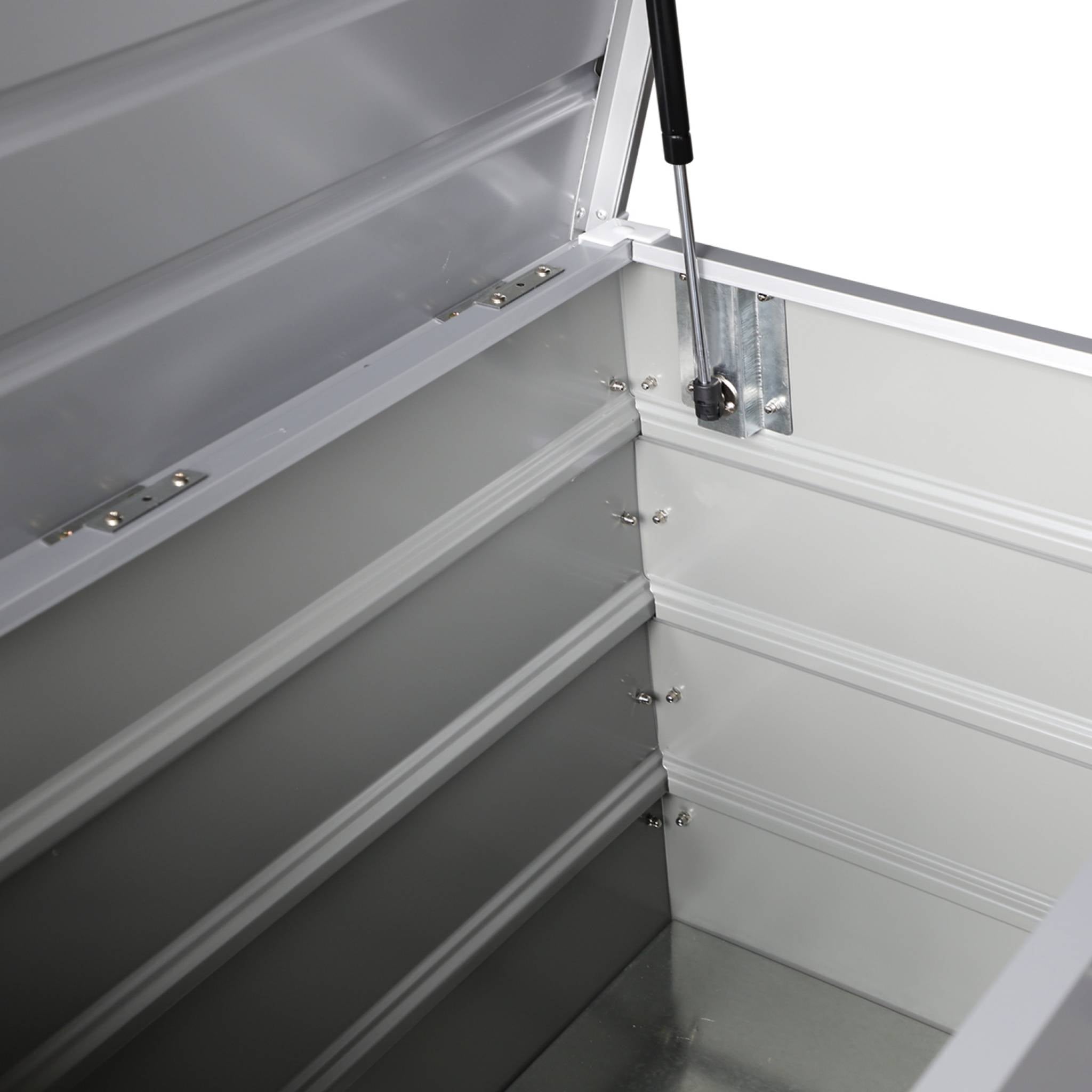 Baule da giardino in metallo, 285l, grigio alluminio