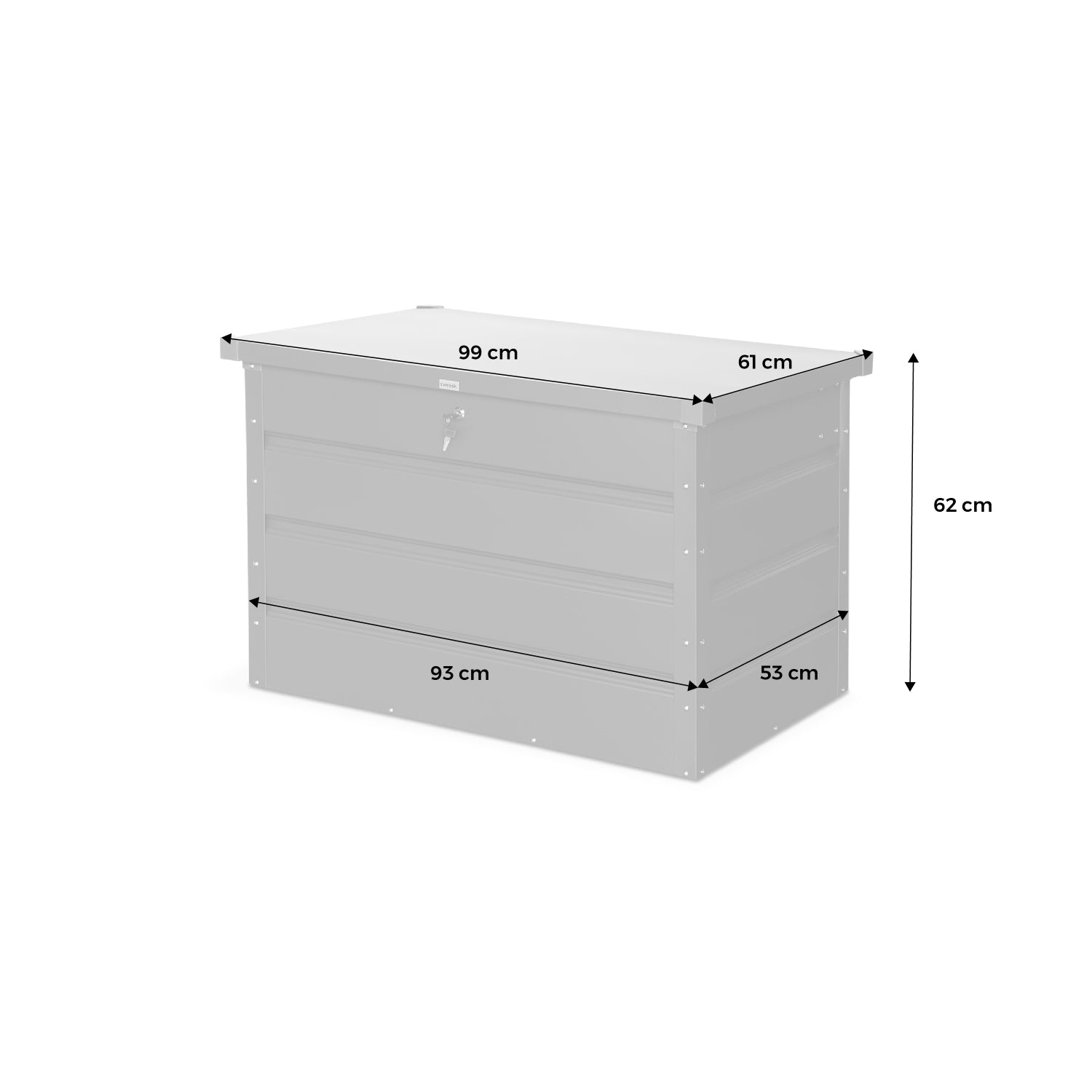 Baule da giardino in metallo, 285l, grigio alluminio