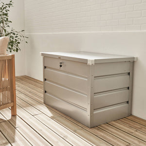 Baule da giardino in metallo, 285l, grigio alluminio