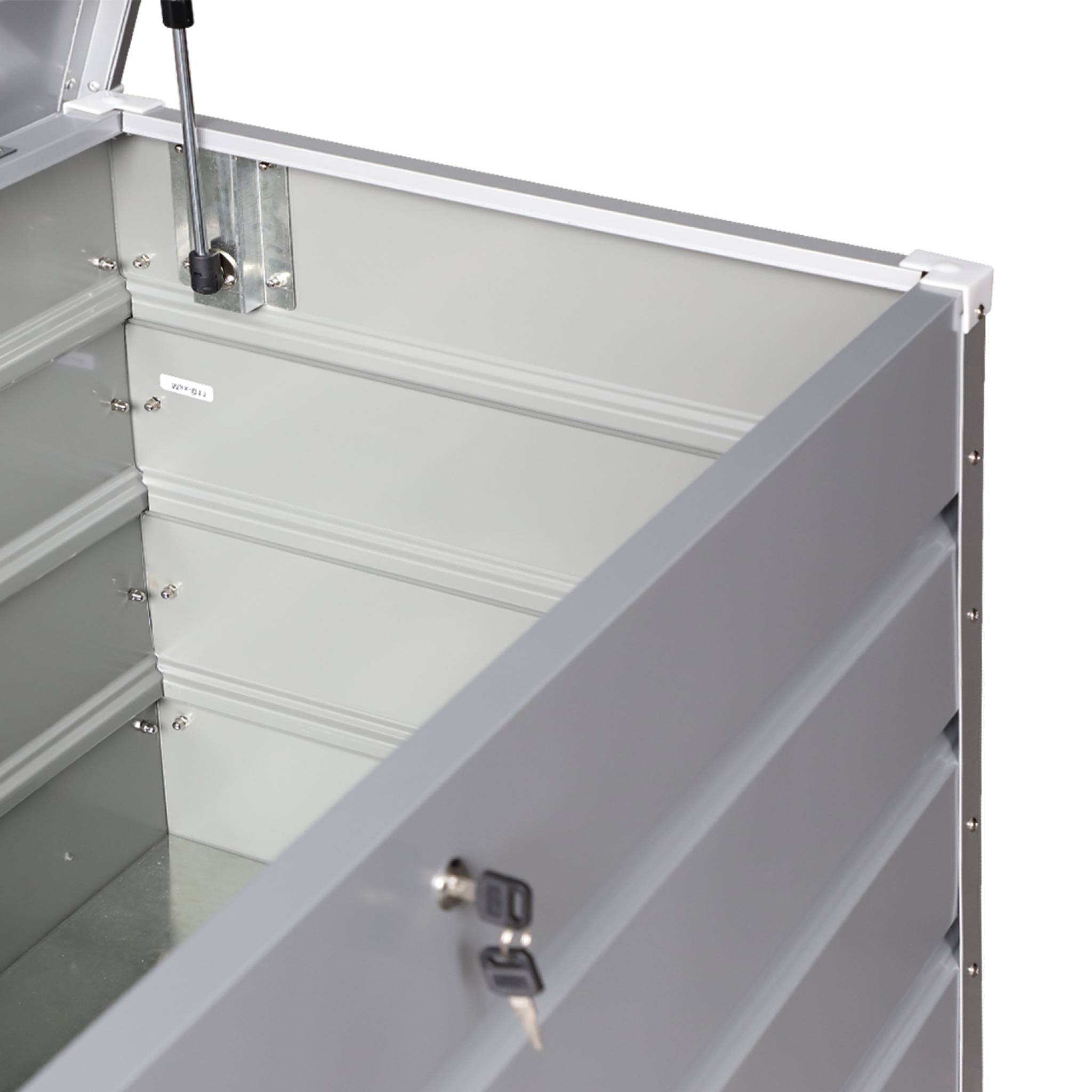 Baule da giardino in metallo, 385l, grigio alluminio