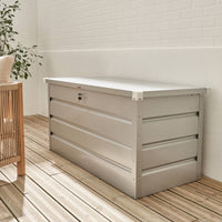 Baule da giardino in metallo, 385l, grigio alluminio