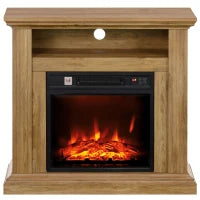 Caminetto Elettrico 1800W con Fiamma 3D, Timer e Telecomando, in Legno, Metallo e Vetro, 81.5x30x76.2 cm, Marrone