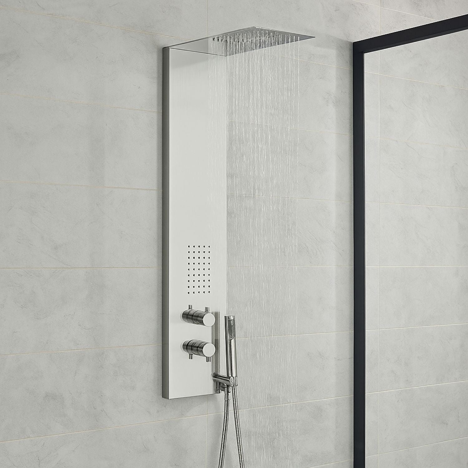 Colonna doccia 3 funzioni acciaio inox bocchetta idro lombare 20x50x110 cm *** finitura- cromo lucido, confezione 1