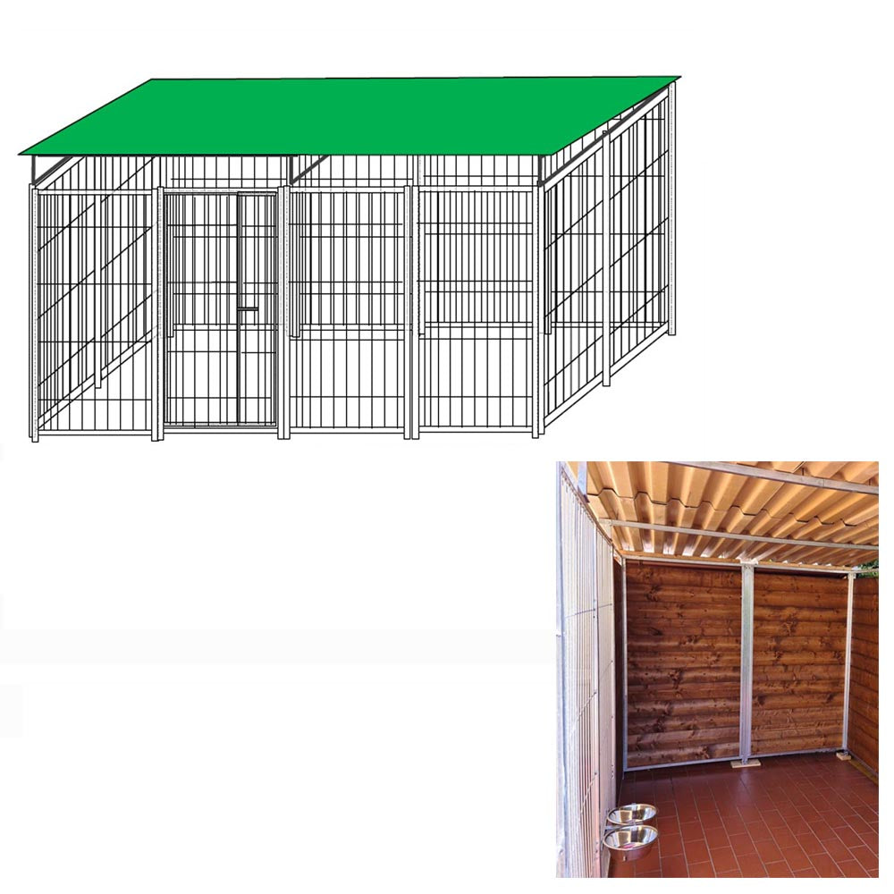Box per cani con copertura e retro in legno zincatura elettrolitica da 400x200x altezza 180 cm
