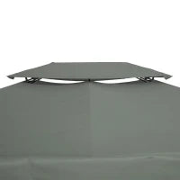 Copertura per Gazebo 4x3 m a 2 Livelli in Poliestere con Cinghie e 10 Fori di Drenaggio, Grigio Scuro