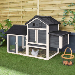 Pollaio in legno con recinto per 3 galline, antracite