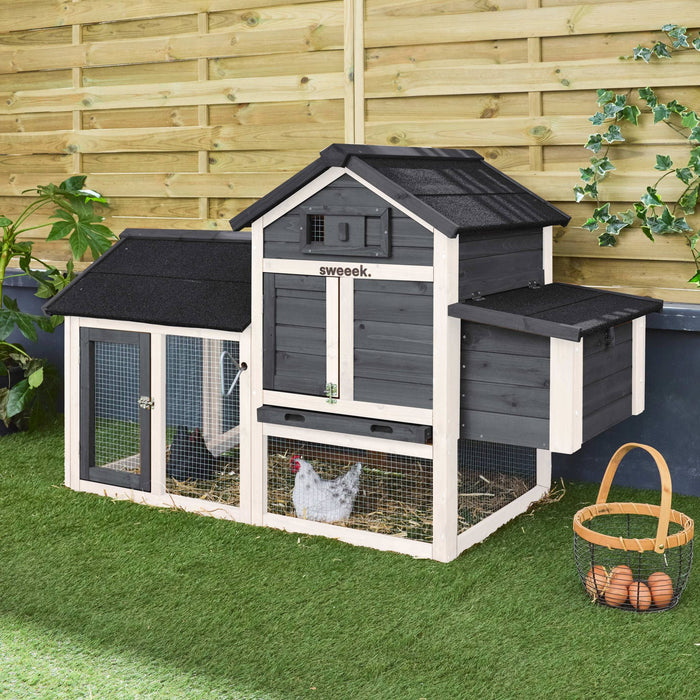 Pollaio in legno con recinto per 3 galline, antracite