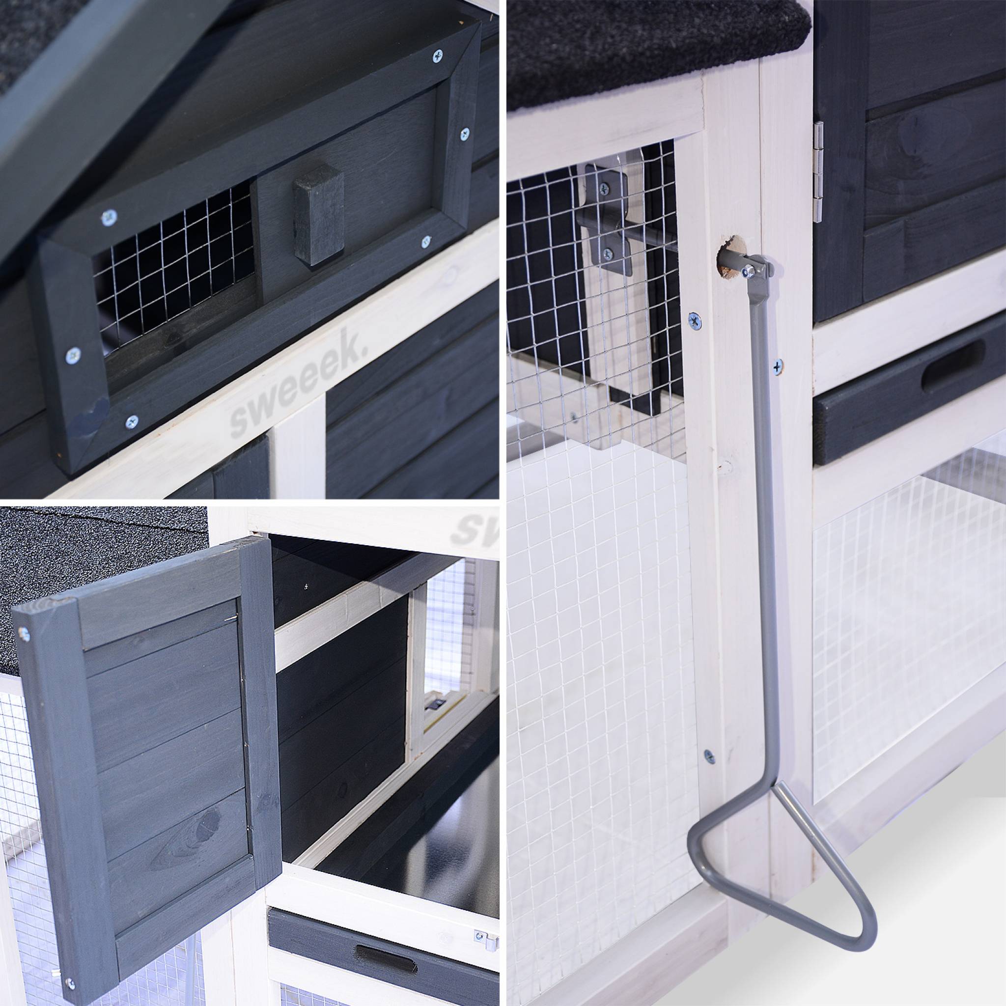 Pollaio in legno con recinto per 3 galline, antracite