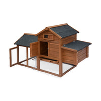 Pollaio in legno con recinto per 3 galline, marrone naturale